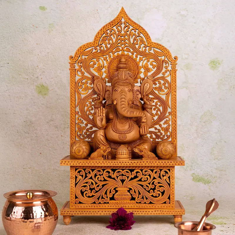 Kadam Wood Jali Back Ganesha 21 In 1