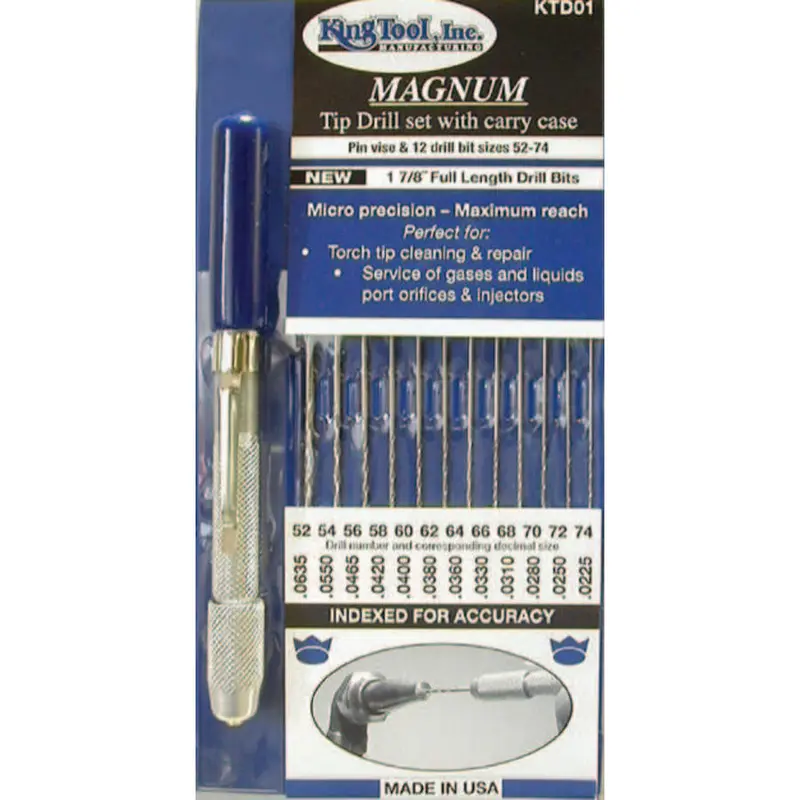 King Tool Magnum Tip Drill Set W/ Pin Vise, #52-74 - Ktd01 1