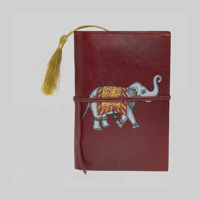 Leather Dairy With Elephant Print 5 In X 4 In 1