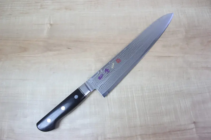 Limited Edition,  Shiki 守護神 Guardian Series "Calm Wave Damascus Version" Skei-6L Gyuto 240Mm (9.4 Inch, African Ebonywood Handle) 1