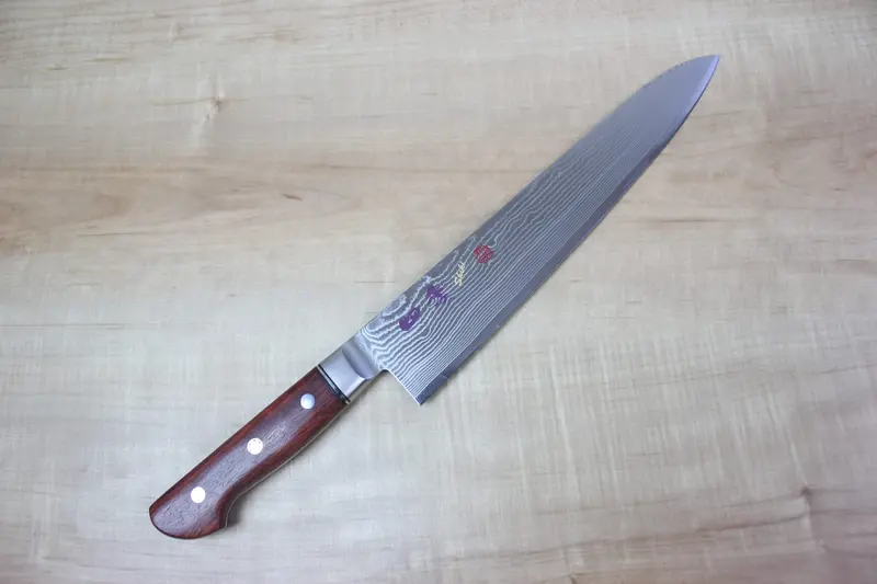Limited Edition,  Shiki 守護神 Guardian Series "Calm Wave Damascus Version" Skqwi-6L Gyuto 240Mm (9.4 Inch, Quince Wood Handle) 1
