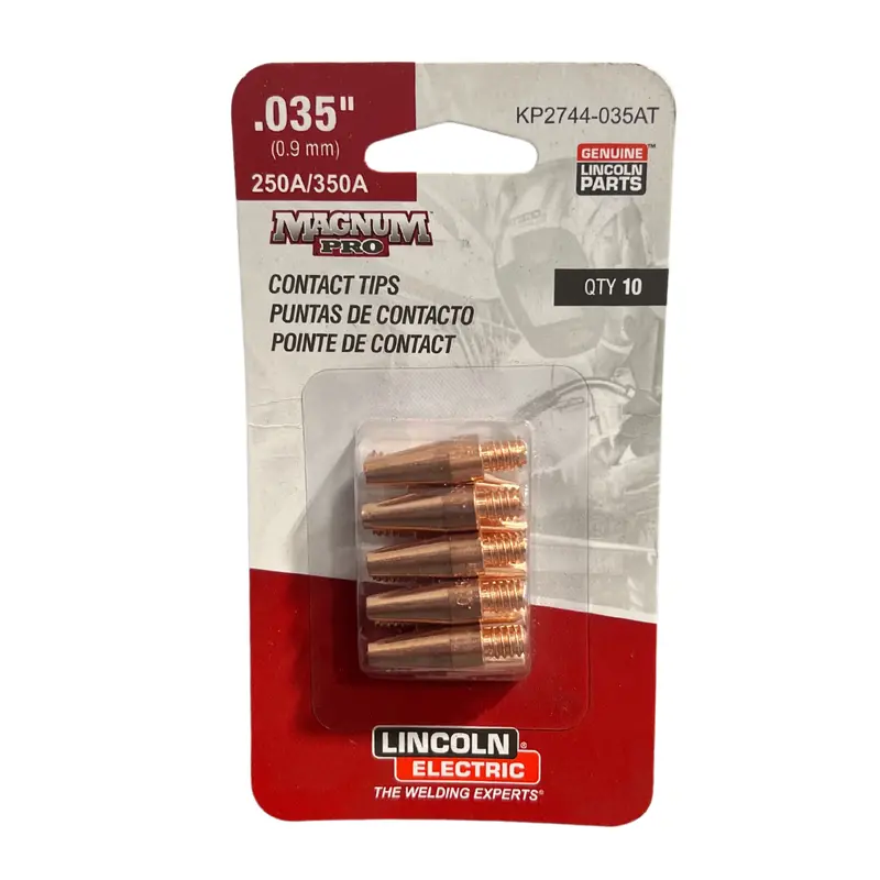 Lincoln Copper Plus Contact Tip 350A, Aluminum, .035 Tapered, 10/Pk - Kp2744-035At 1
