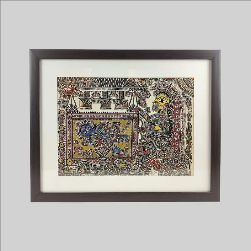 Madhubani Bal Krishna Painting (Frame) - 15 In X 11 In 1