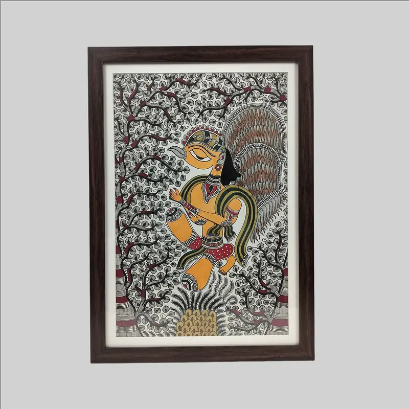 Madhubani Garud Dev Painting (Frame) - 15 In X 22 In 1