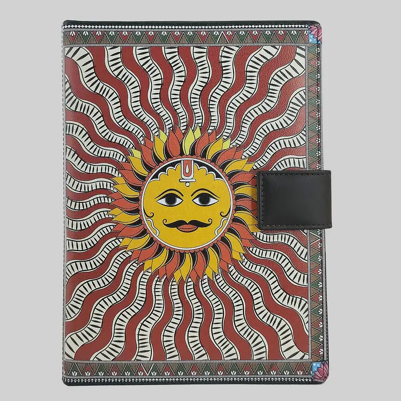 Madhubani Sun Leather Case With Diary 1