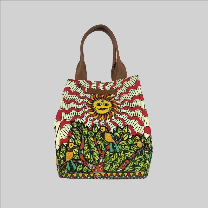 Madhubani Sun Poly Canvas Lunch Bag 1