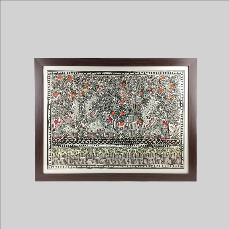 Madhubani Tree Of Life Painting (Frame) - 22 In X 30 In 1