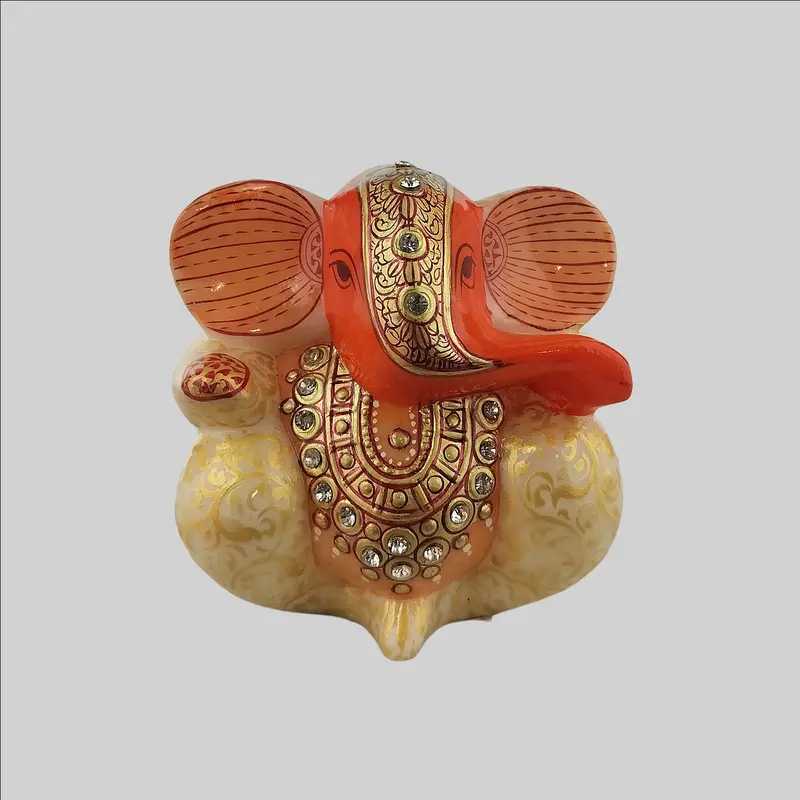 Marble Appu Ganesha In Orange 4 In 1