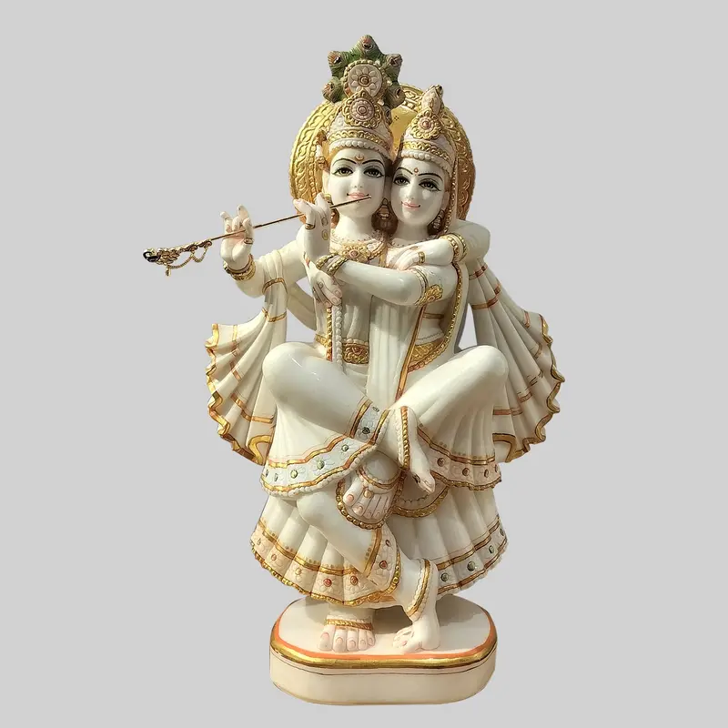 Marble Hand Painted Radha Krishna Jugal Jodi 24 In 1