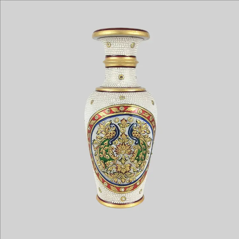 Marble Meenkari Flower Vase 9 In (Assorted) 1