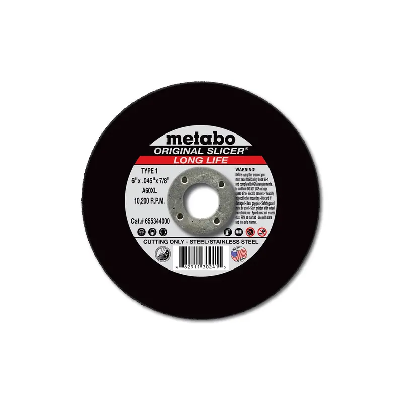 Metabo Longlife Original Slicer 4 1/2" X .045" X 7/8" Type 1, A60xl - 655332000 1