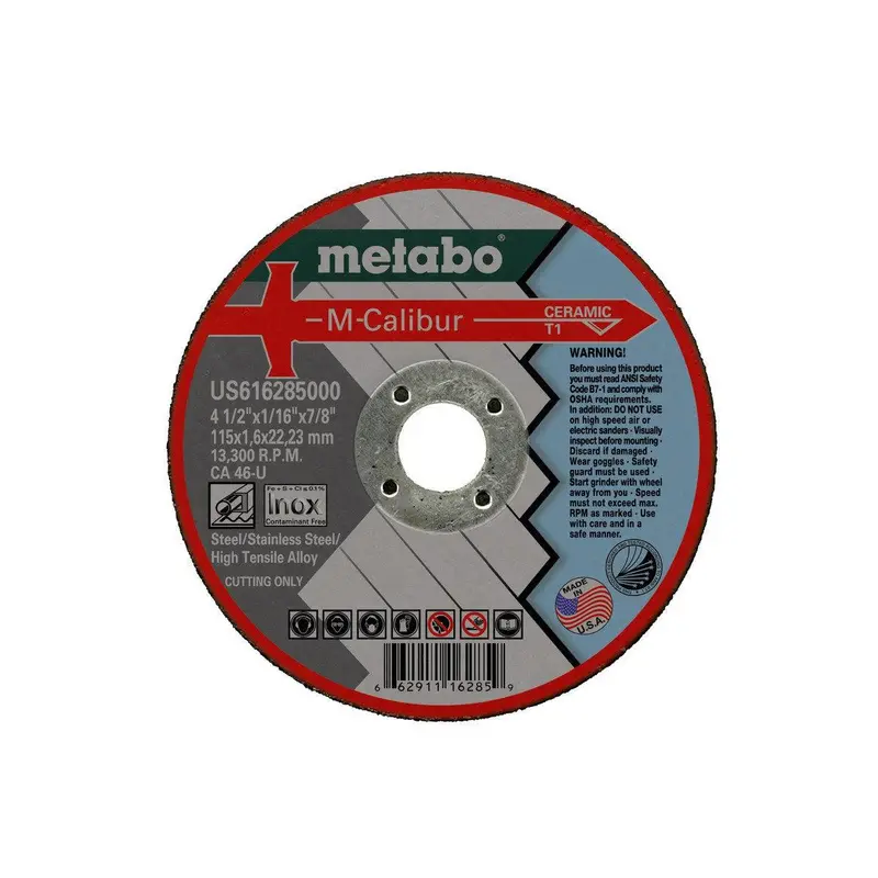 Metabo M-Calibur Ceramic Cutting Wheels, 4.5" X 7/8", 25/Pk 2