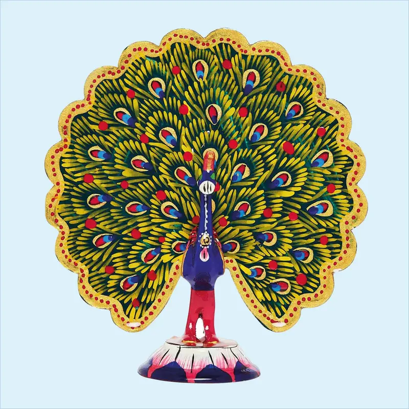 Metal Enamel Handpainted Dancing Peacock Small 5 In 1
