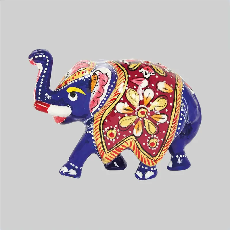 Metal Enamel Handpainted Elephant With Jhuldar 2 In 1