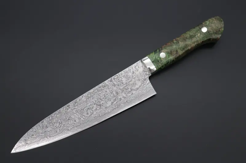 Mr. Itou & Mr. Nagata "Treasure & Pleasure" Limited Edition R-2 Custom Damascus Gyuto 190Mm (7.4 Inch,  "Stabilized Boxelder Wood Handle",  It-14) 1