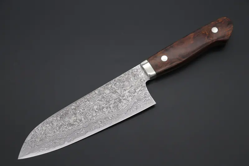 Mr. Itou & Mr. Nagata "Treasure & Pleasure" Limited Edition R-2 Custom Damascus Santoku 158Mm (6.2 Inch,  "Desert Ironwood Handle",  It-5) 1