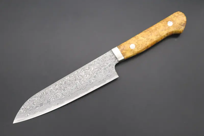 Mr. Itou R-2 Custom Damascus Gyuto 160Mm (6.2 Inch, Stabilized Yellow-Color Maple Burl Wood Handle, It-237) 1