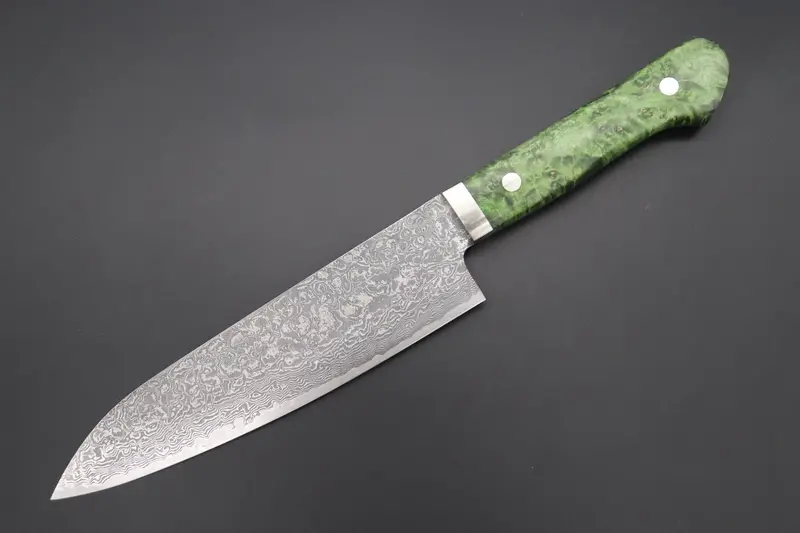 Mr. Itou R-2 Custom Damascus Gyuto 180Mm (7 Inch, Stabilized Green-Color Maple Burl Wood Handle, It-236) 1