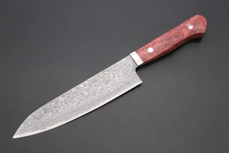 Mr. Itou R-2 Custom Damascus Gyuto 180Mm (7 Inch, Stabilized Red-Color Maple Burl Wood Handle, It-235) 1