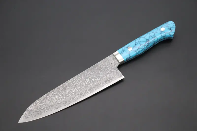 Mr. Itou R-2 Custom Damascus Gyuto 180Mm (7 Inch,Turquoise Gem-Composite Stone Handle,It-232) 1