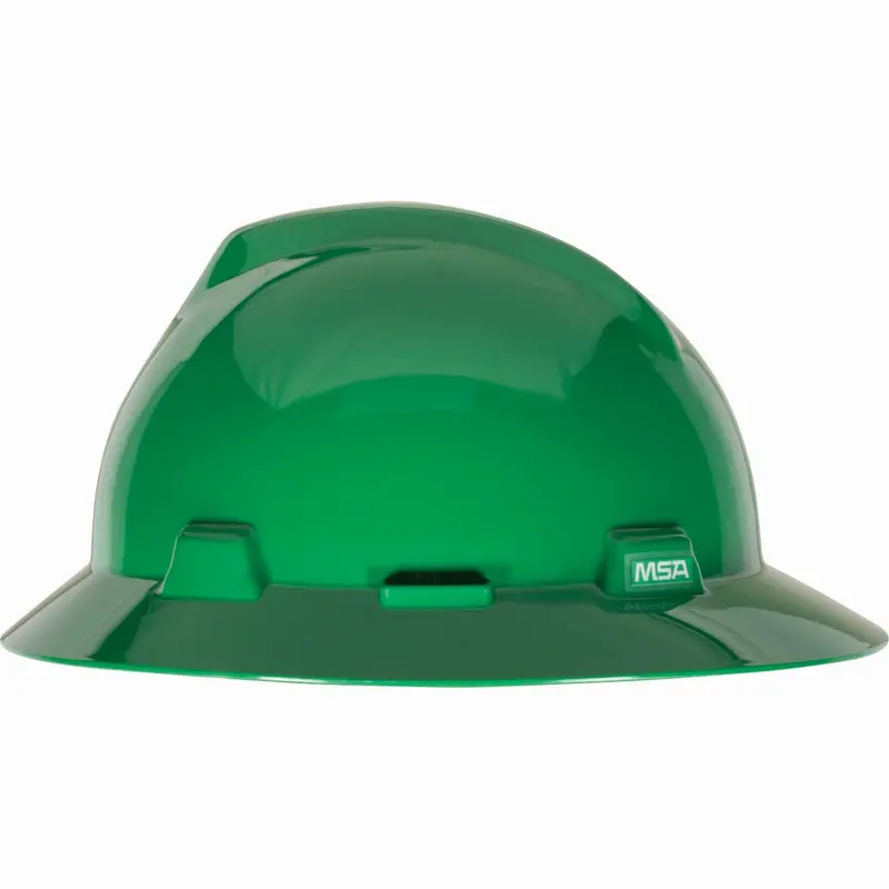 Msa V-Gard Green Full Brim Hard Hat W/ Fas-Trac Iii Suspension, Slotted - 475370 1