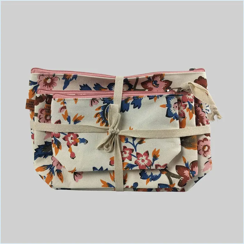 Multi Flowers Canvas Printed Pouch (S/3) 1