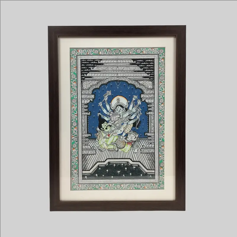 Pattachitra Durga Painting (Frame) - 13 In X 19 In 1