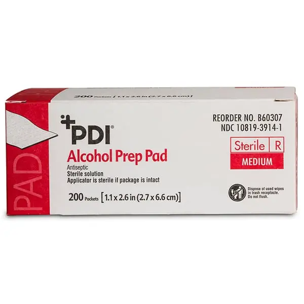 Pdi Alcohol Prep Pad, Sterile, Medium, 1.1" X 2.6" (Pad Size), 200/Box 1