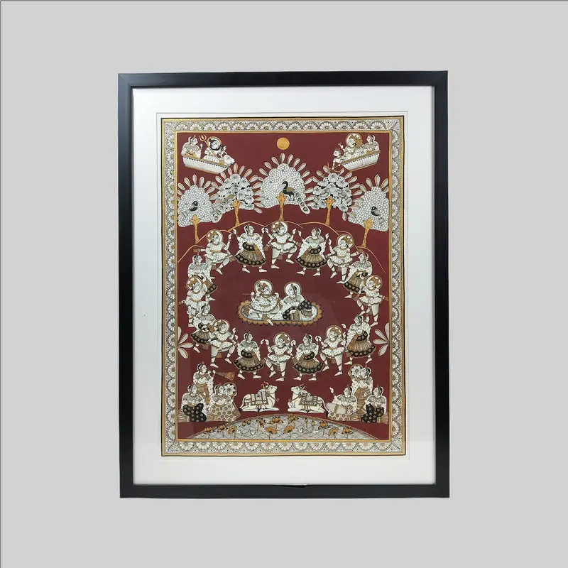 Phad Krishna Ras Leela Painting (Frame) - 25 In X 34 In 1