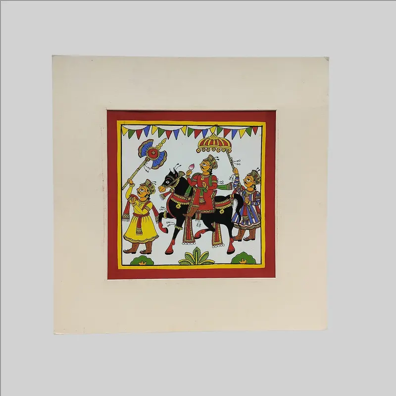 Phad Raja Ki Sawari Painting (Mount) - 9.5 In X 9.5 In 1