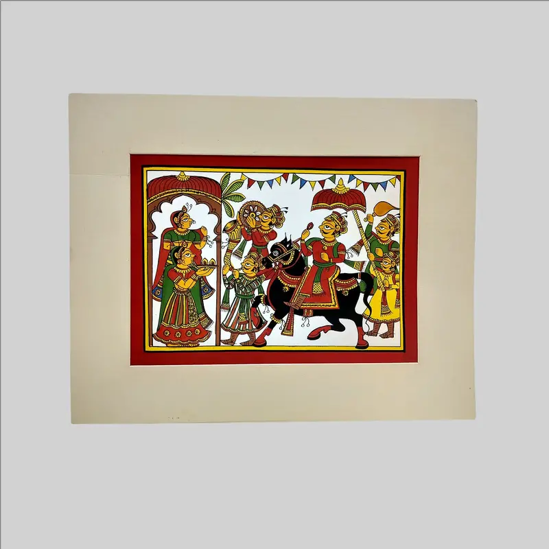 Phad Welcoming Raja Painting (Mount) - 11 In X 14.5 In 1