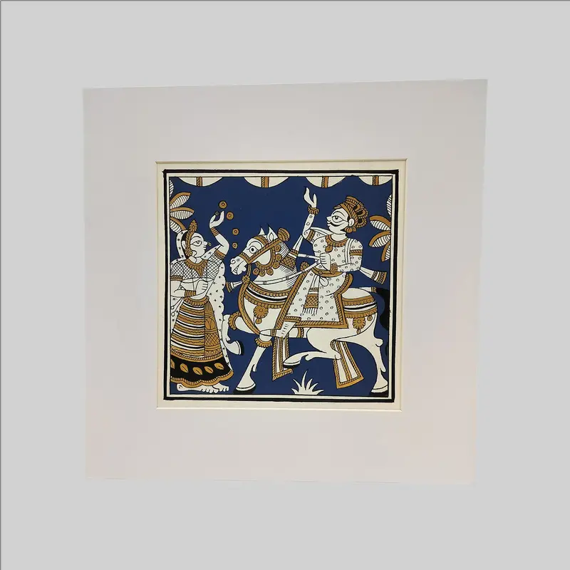 Phad Welcoming With Horse Painting (Mount) - 9.5 In X 9.5 In 1
