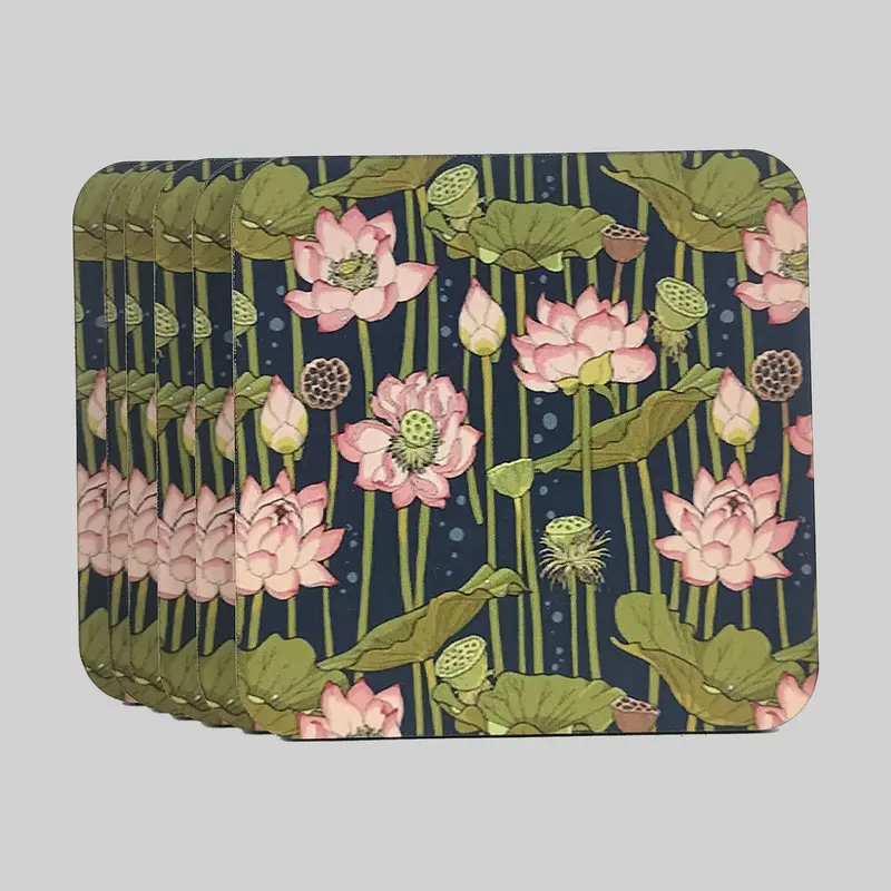 Pichwai Lotus Square Coasters (Set Of 6) 1