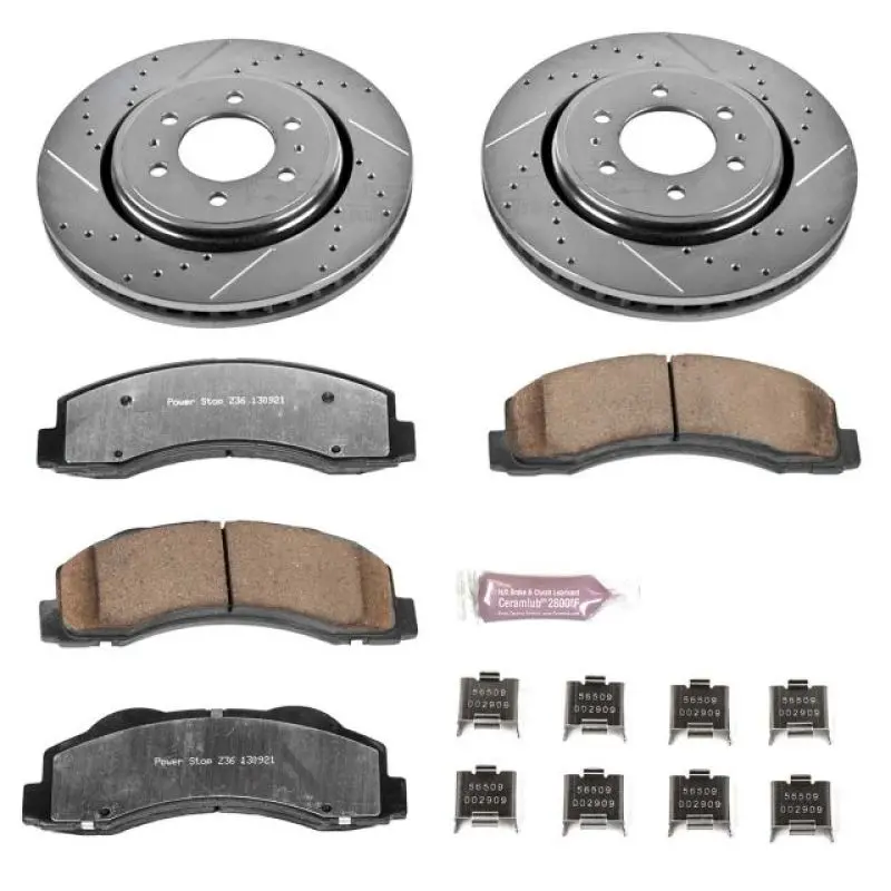 Powerstop Front Brake Kit – Drilled & Slotted Rotors + Z36 Pads (Fits Ford Expedition) 1