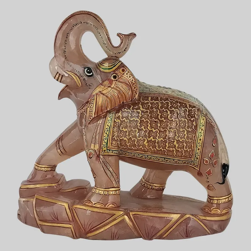Rose Quartz Elephant With Base 11 In (6.47 Kg) 1