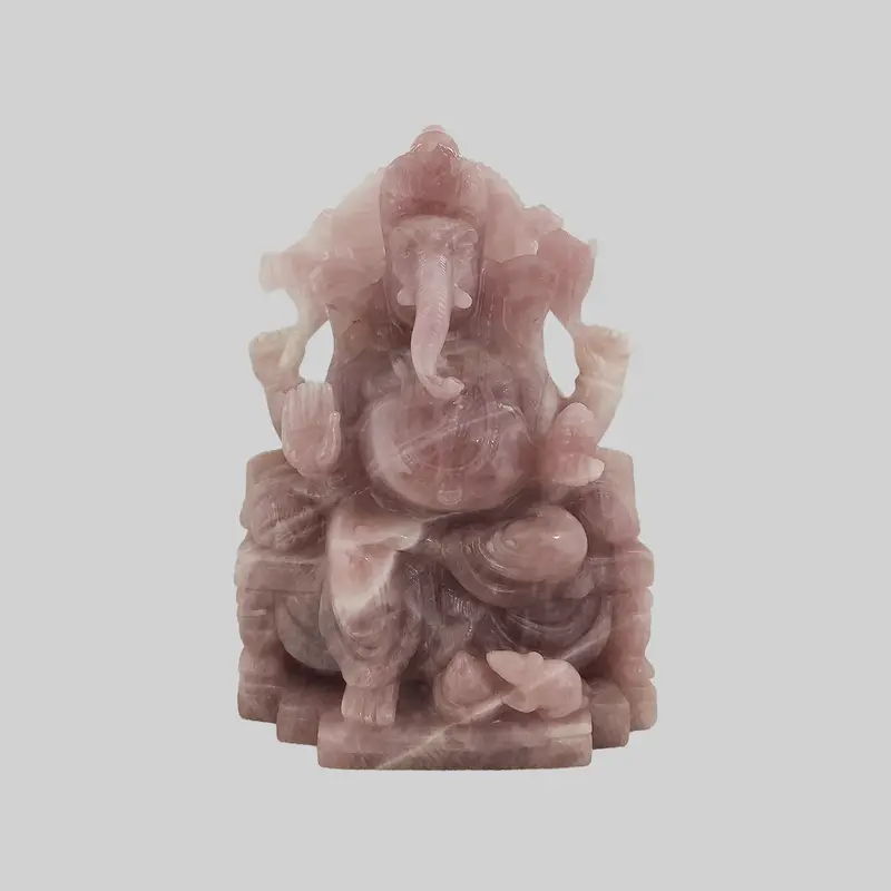 Rose Quartz Stone Pooja Ganesha 12 In 1