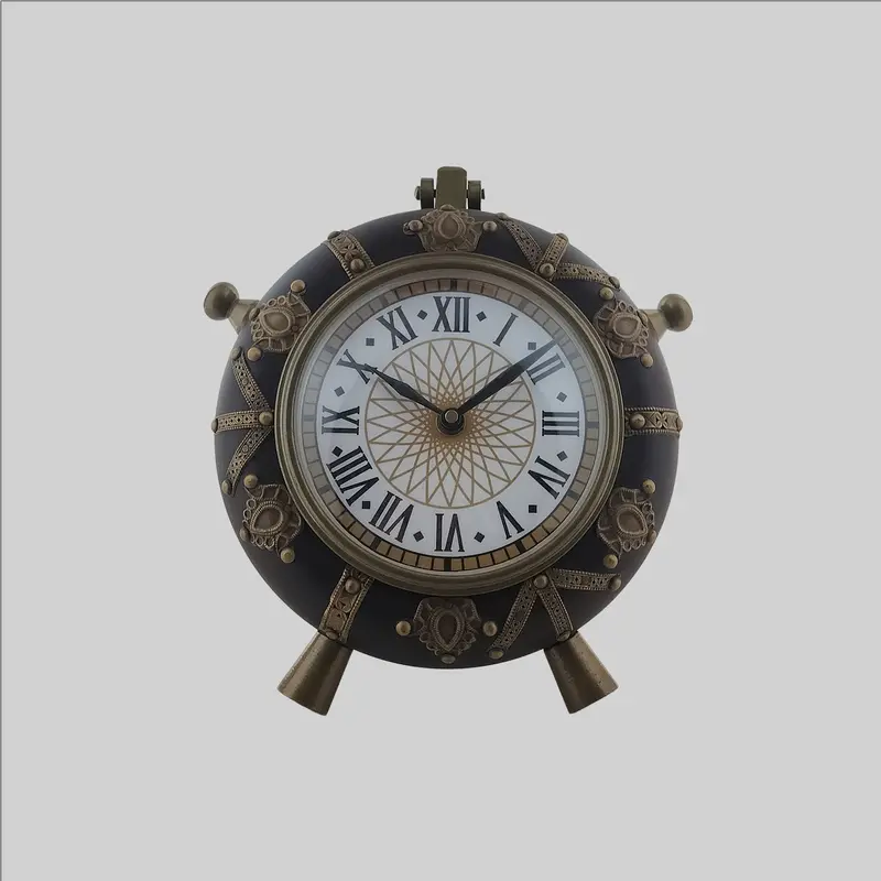 Round Vintange Table Clock With Floral Dial 10 In 1