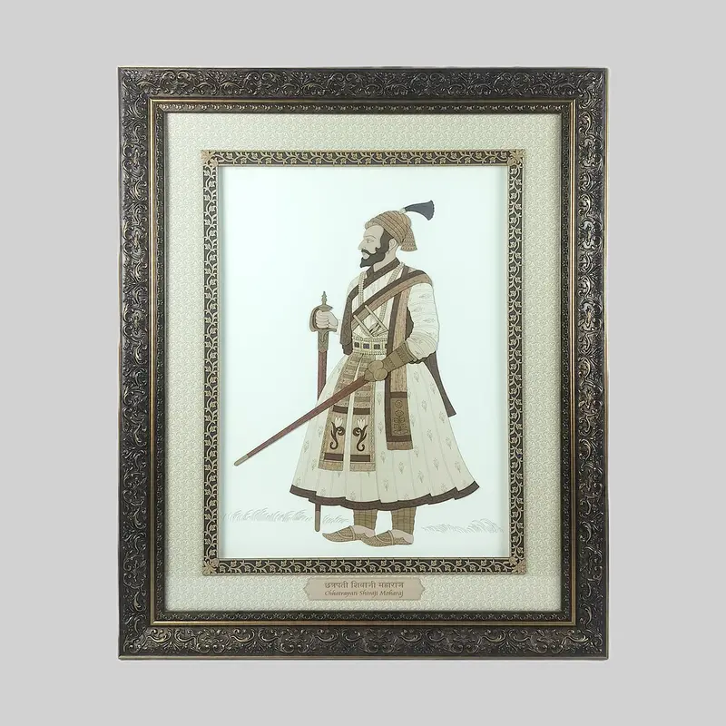Shivaji Maharaj Wood Art Frame 26 In X 32 In 1