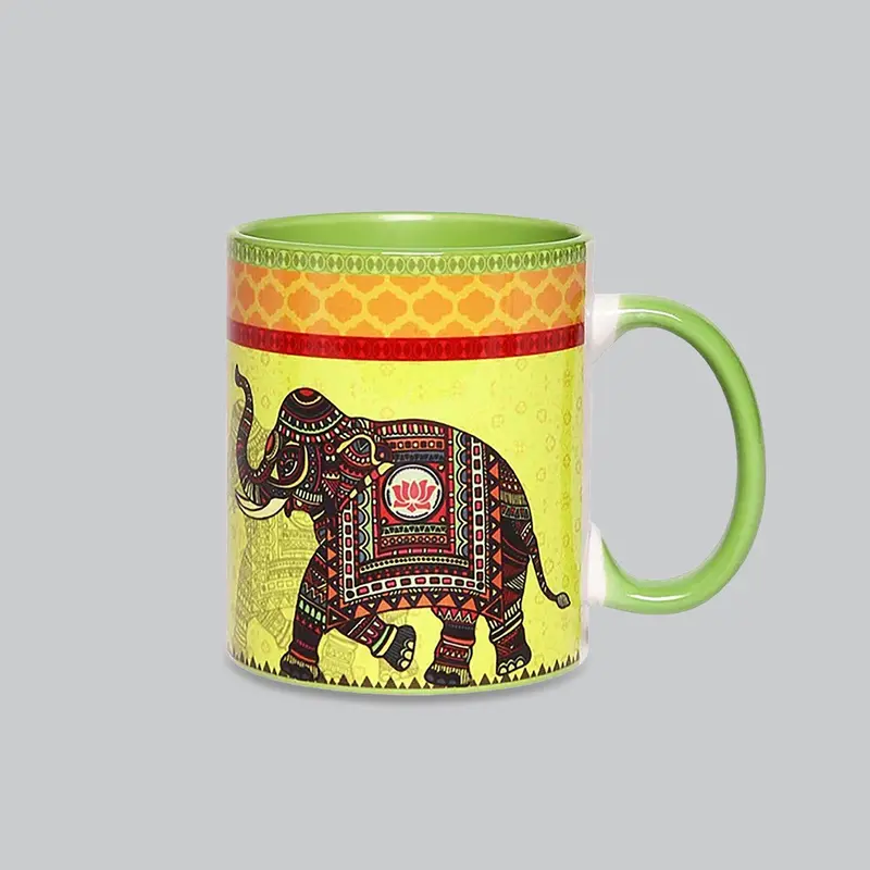 Signature Elephant Coffee Mug 300 Ml (Yellow With Orange Border) 1