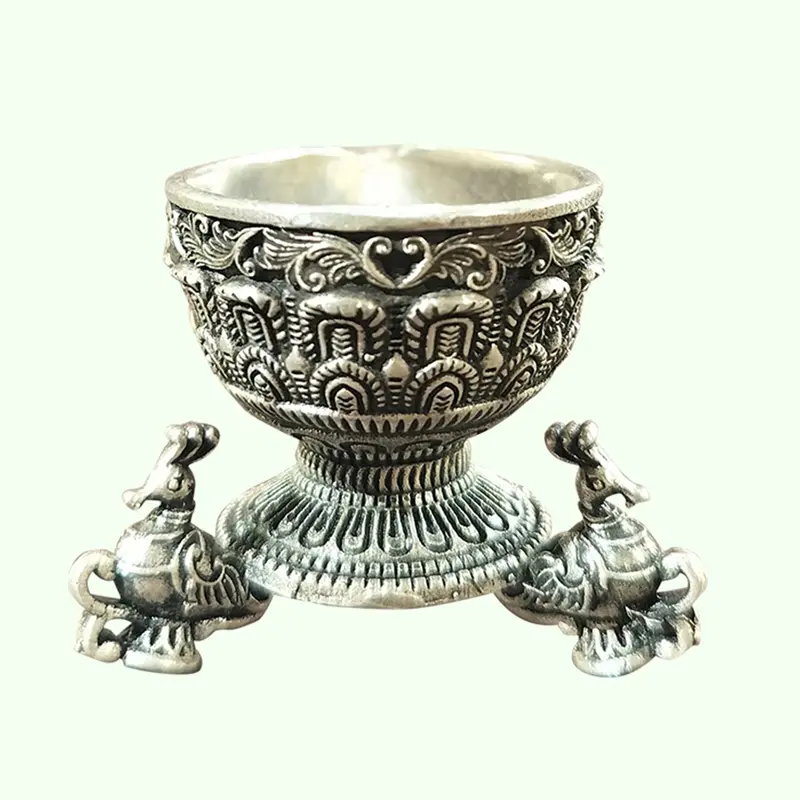Silver (92.5) Annam Deepak With Peacock Carving 60 Gm 1