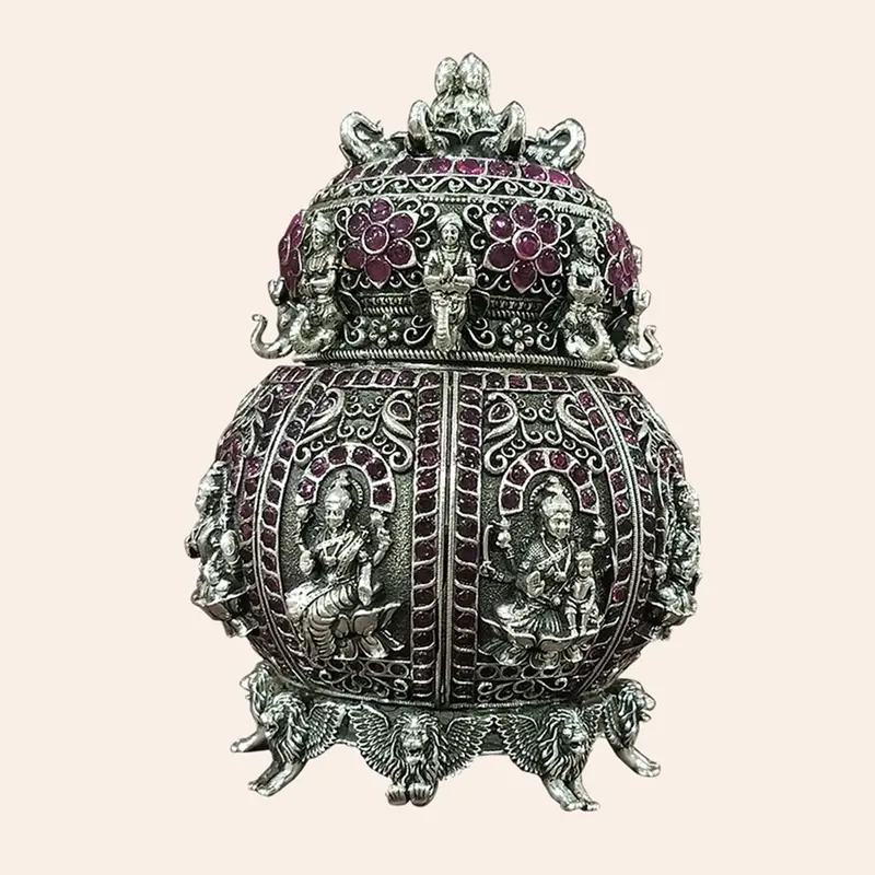 Silver (92.5) Dabbi With Ashta Laxmi Carving 415 Gm 1