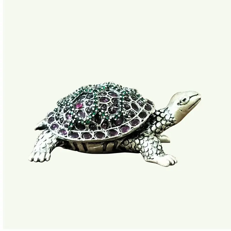 Silver (92.5) Engraved Tortoise Decorated With Stonework 38 Gm 1