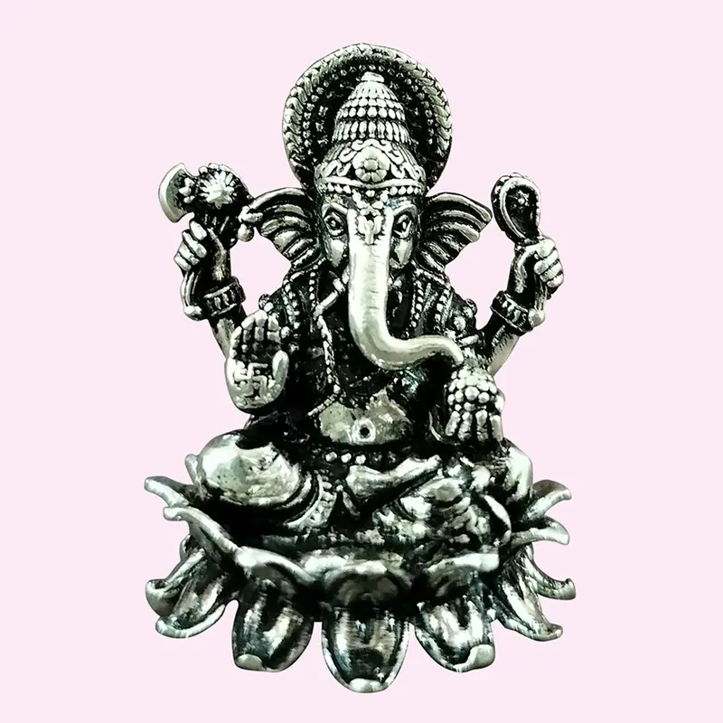 Silver (92.5) Ganesh Sitting On Lotus 99 Gm 1