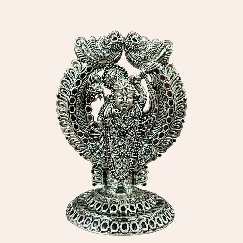Silver (92.5) Shrinathji Decorated With Stonework 88.5 Gm 1
