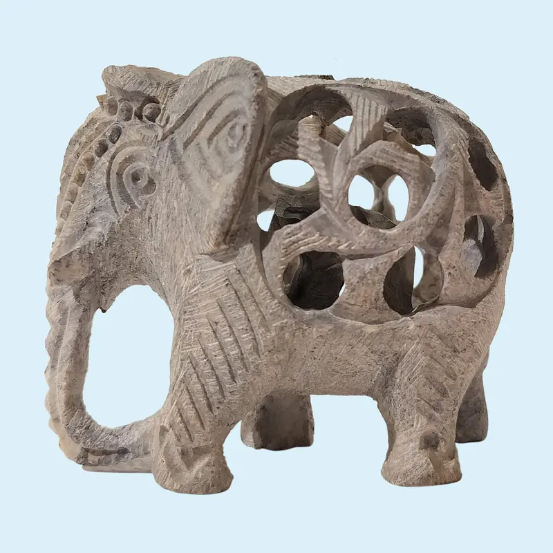 Soft Stone Elephant With Undercut Work 3 In 1