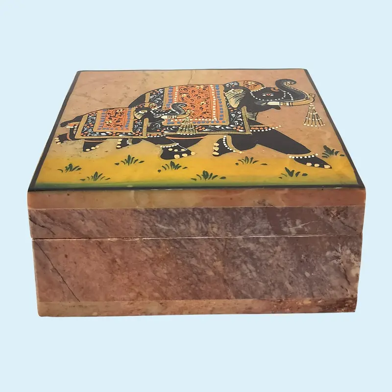 Soft Stone Hand Painted Box 4 In 1