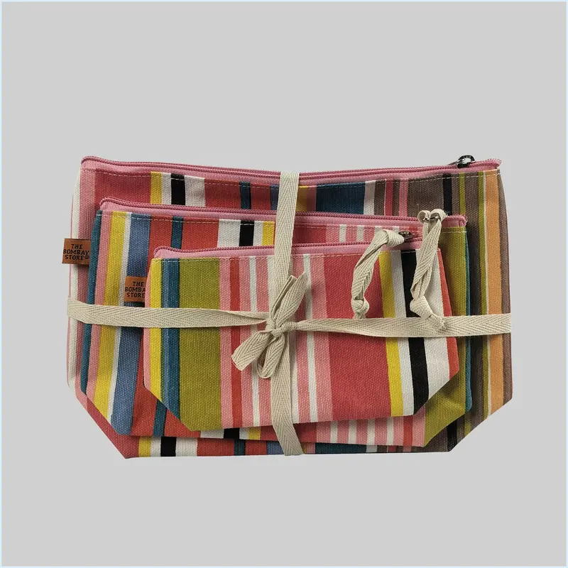 Stripe Canvas Pouch (S/3) 1