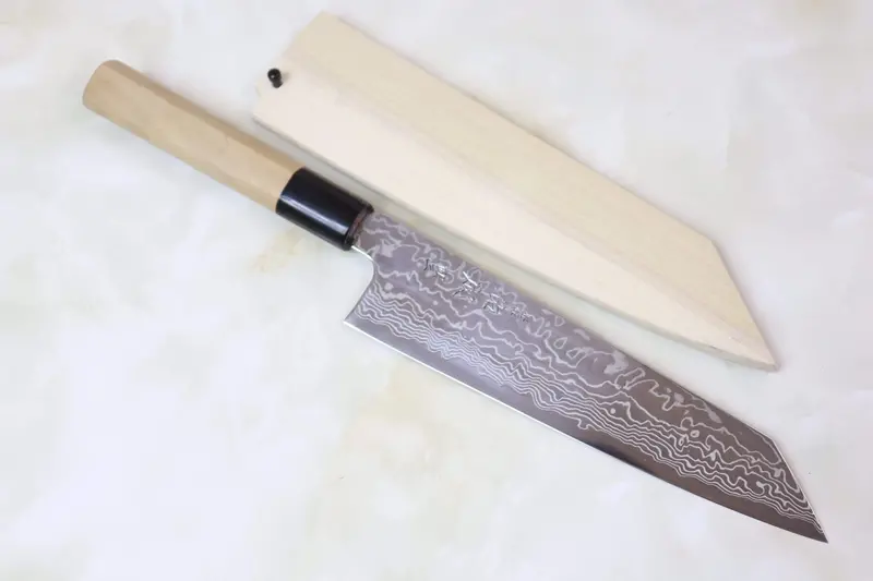 Sukenari Gingami No.3 Nickel Damascus Kiritsuke (210Mm To 270Mm, 3 Sizes, D Shaped Magnolia Wood Handle) 1