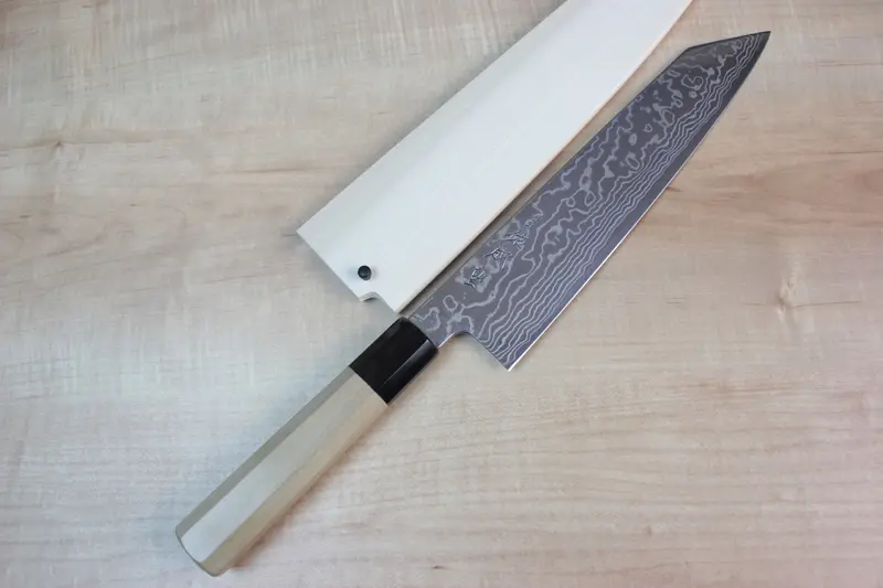 Sukenari Gingami No.3 Nickel Damascus Kiritsuke (210Mm To 270Mm, 3 Sizes, Octagon Shaped Magnolia Wood Handle) 1