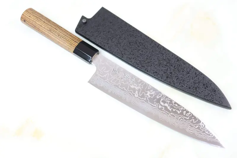 Sukenari Gingami No.3 Nickel Damascus Wa Gyuto (210Mm To 270Mm, 3 Sizes, Octagon Shaped Bocote Wooden Handle) 1